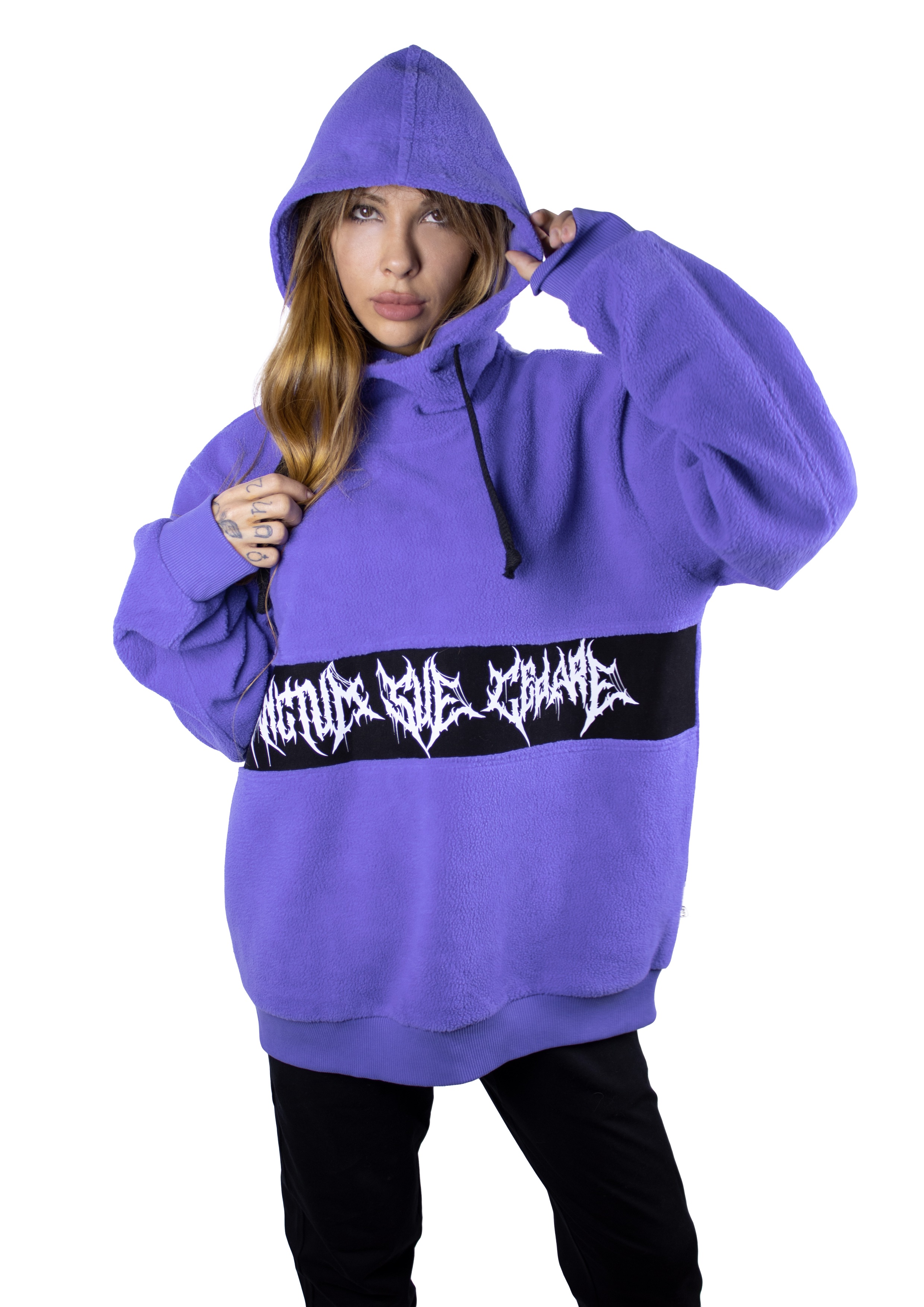 Худи оверсайз из барашка "Вязь горизонт SSC" женский